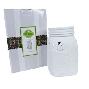 Scentsy Celebrate Electric Wax Warmer White Mason Jar Winter Village Scene 25W